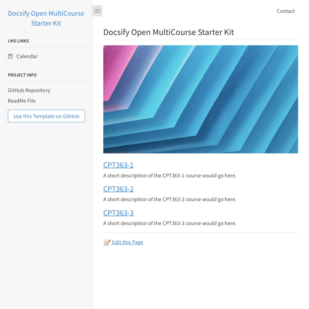 Docsify Open MultiCourse Starter Kit
